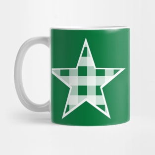 Forest Green and White Buffalo Plaid Star Mug